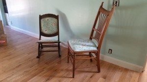 Reupholstered Rocker and Chair.